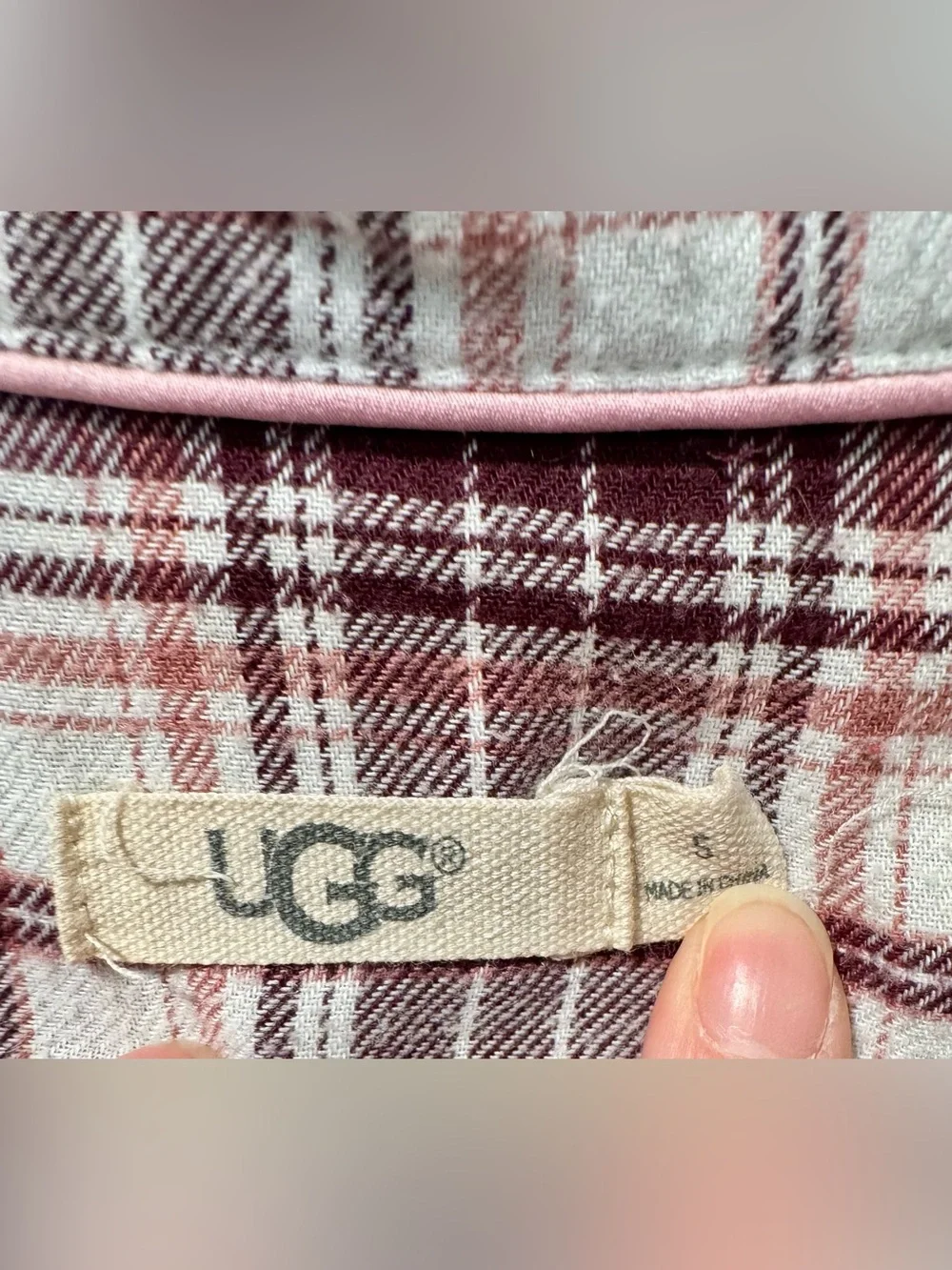 UGG Burgundy, Pink & White Plaid Pajama Set Small - Picture 2 of 7